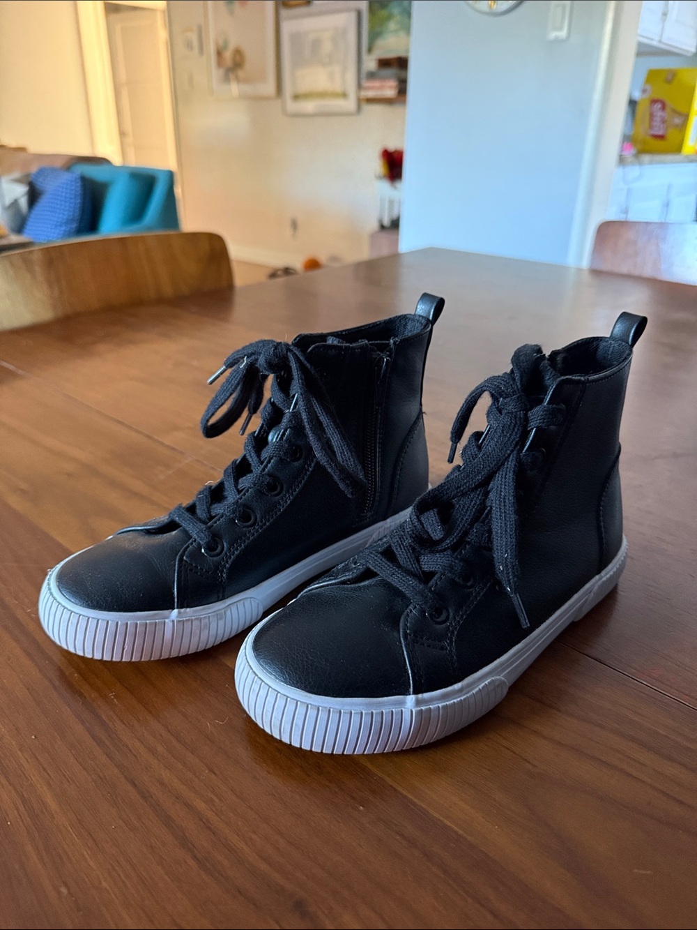 Cat & Jack Black High-Top Kids Sneakers with White Soles